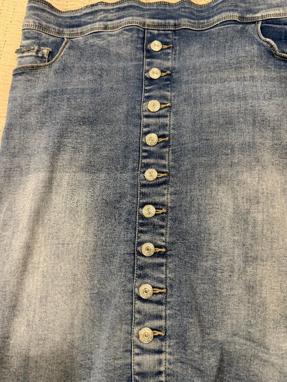 Coco and Carment Button Front Denim Mini Skirt Women Large Stretch Elastic
